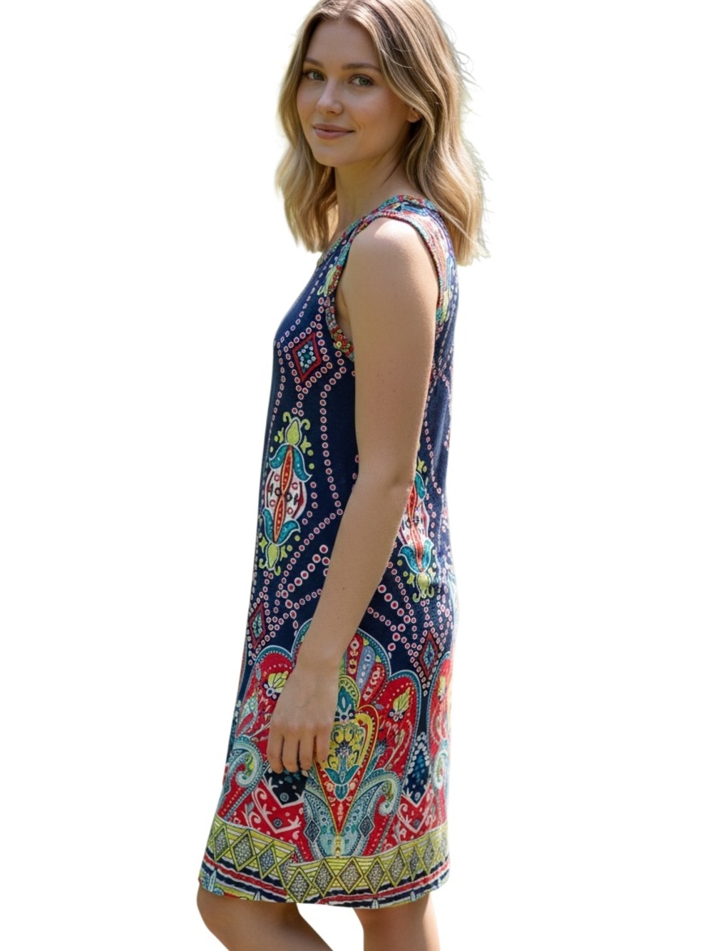 Source Unknown Multicolor Paisley Shift Dress - Navy Base